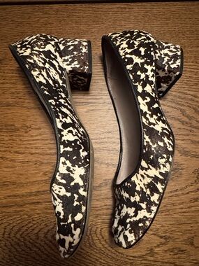 Bettye Muller Women’s Black & White Patterned square toe pumps